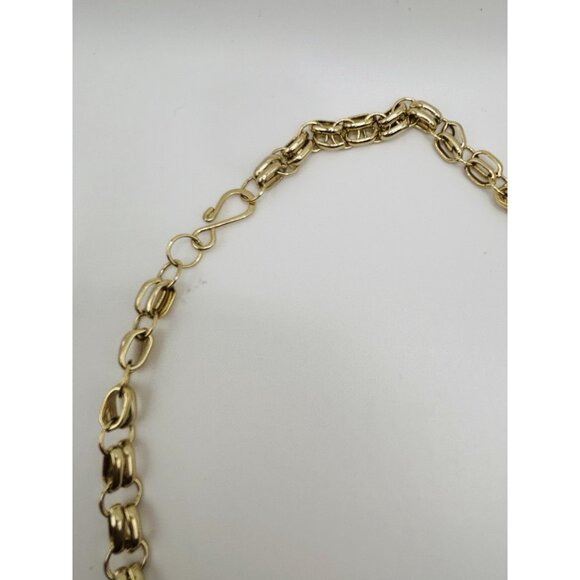 Cobalt Blue Gold Tone Chunky Statement Necklace 18” Heavy - Picture 5 of 5